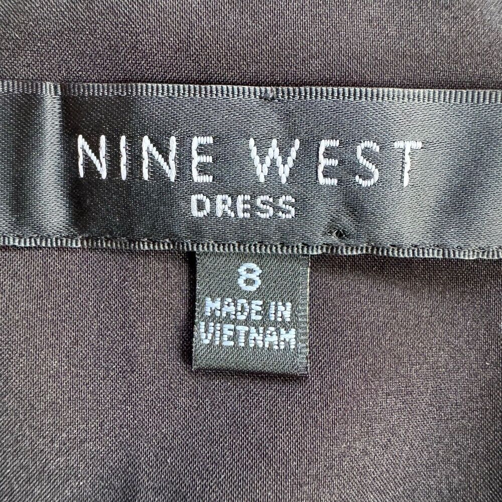 NWT $140 Nine West Ruffle V-Neck Sleeveless Sheath Black Dress Size 8 - Picture 11 of 14